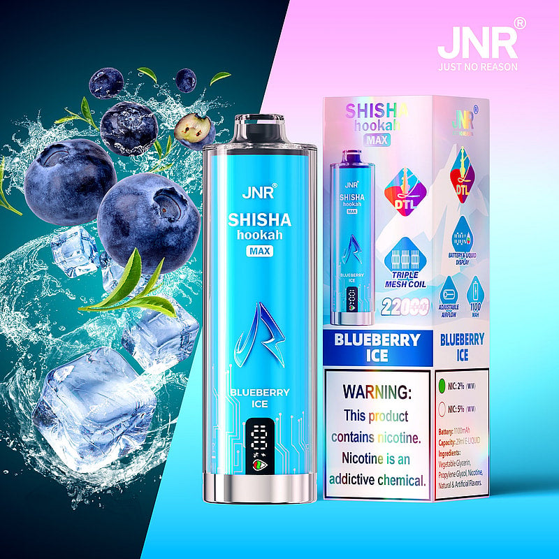 JNR Shisha Max 22000 22K Puffs Original DTL Disposable Vape Pen-850mAh Battery, 40ml E-liquid, Multiple Nicotine 12 Flavors