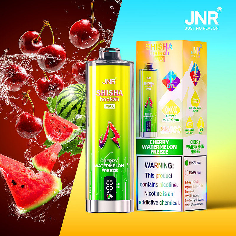 JNR Shisha Max 22000 22K Puffs Original DTL Disposable Vape Pen-850mAh Battery, 40ml E-liquid, Multiple Nicotine 12 Flavors