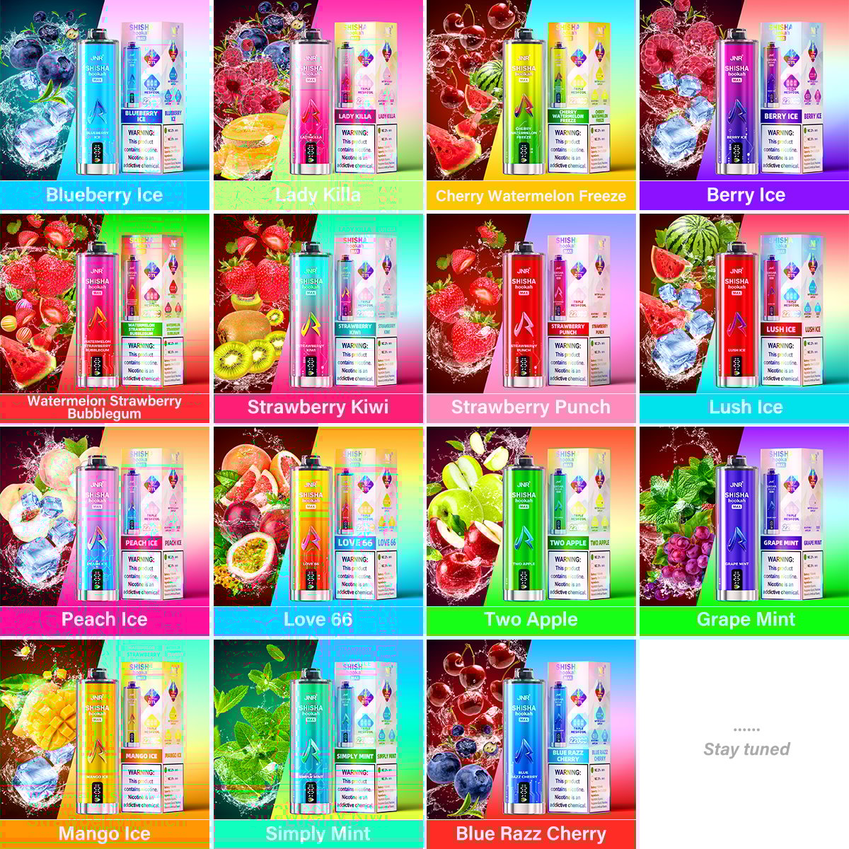 JNR Shisha Max 22000 22K Puffs Original DTL Disposable Vape Pen-850mAh Battery, 40ml E-liquid, Multiple Nicotine 12 Flavors