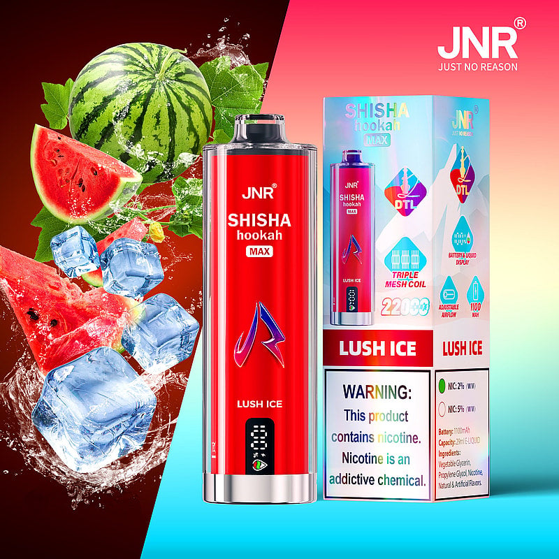 JNR Shisha Max 22000 22K Puffs Original DTL Disposable Vape Pen-850mAh Battery, 40ml E-liquid, Multiple Nicotine 12 Flavors