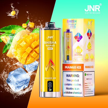 JNR Shisha Max 22000 22K Puffs Original DTL Disposable Vape Pen-850mAh Battery, 40ml E-liquid, Multiple Nicotine 12 Flavors