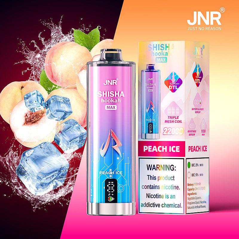 JNR Shisha Max 22000 22K Puffs Original DTL Disposable Vape Pen-850mAh Battery, 40ml E-liquid, Multiple Nicotine 12 Flavors