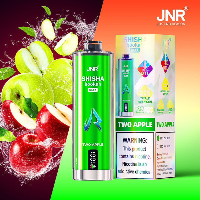 JNR Shisha Max 22000 22K Puffs Original DTL Disposable Vape Pen-850mAh Battery, 40ml E-liquid, Multiple Nicotine 12 Flavors