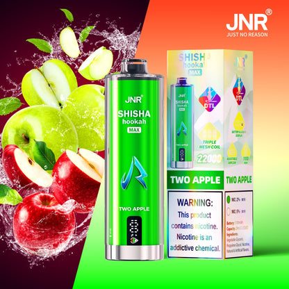 JNR Shisha Max 22000 22K Puffs Original DTL Disposable Vape Pen-850mAh Battery, 40ml E-liquid, Multiple Nicotine 12 Flavors