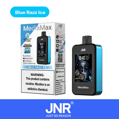 JNR Media Max 40000 40K Puffs Smoke Latest Original Intelligent Disposable Vape-1000mAh Battery,21ml E-liquid, Multiple Nicotine 10 Flavors