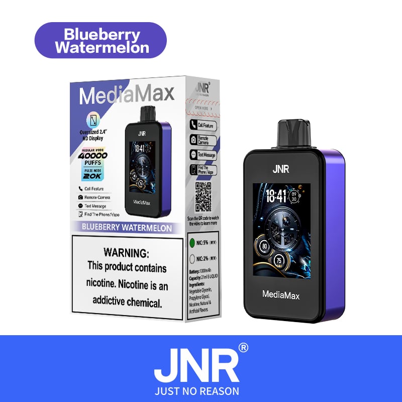 JNR Media Max 40000 40K Puffs Smoke Latest Original Intelligent Disposable Vape-1000mAh Battery,21ml E-liquid, Multiple Nicotine 10 Flavors