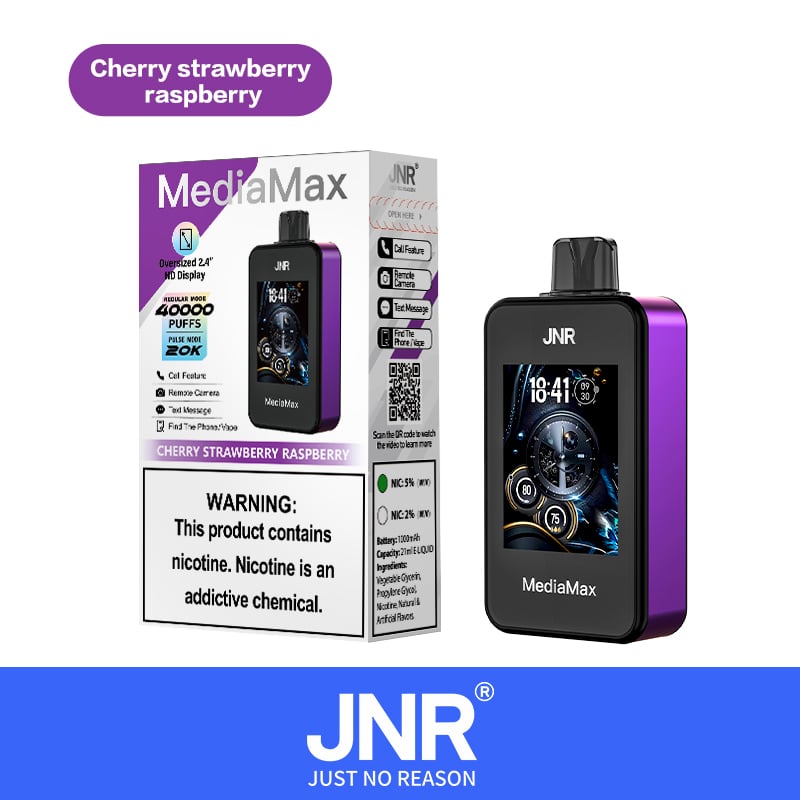 JNR Media Max 40000 40K Puffs Smoke Latest Original Intelligent Disposable Vape-1000mAh Battery,21ml E-liquid, Multiple Nicotine 10 Flavors