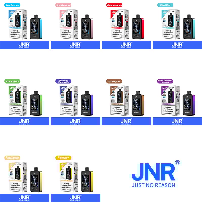 JNR Media Max 40000 40K Puffs Smoke Latest Original Intelligent Disposable Vape-1000mAh Battery,21ml E-liquid, Multiple Nicotine 10 Flavors