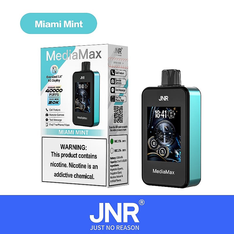 JNR Media Max 40000 40K Puffs Smoke Latest Original Intelligent Disposable Vape-1000mAh Battery,21ml E-liquid, Multiple Nicotine 10 Flavors