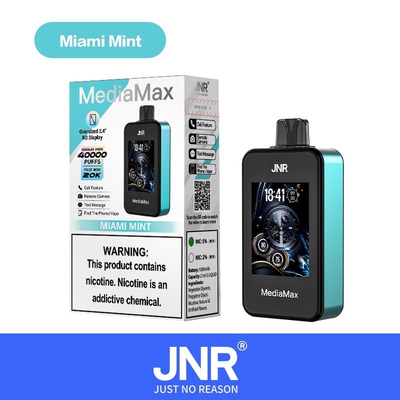JNR Media Max 40000 40K Puffs Smoke Latest Original Intelligent Disposable Vape-1000mAh Battery,21ml E-liquid, Multiple Nicotine 10 Flavors