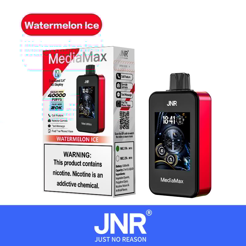 JNR Media Max 40000 40K Puffs Smoke Latest Original Intelligent Disposable Vape-1000mAh Battery,21ml E-liquid, Multiple Nicotine 10 Flavors