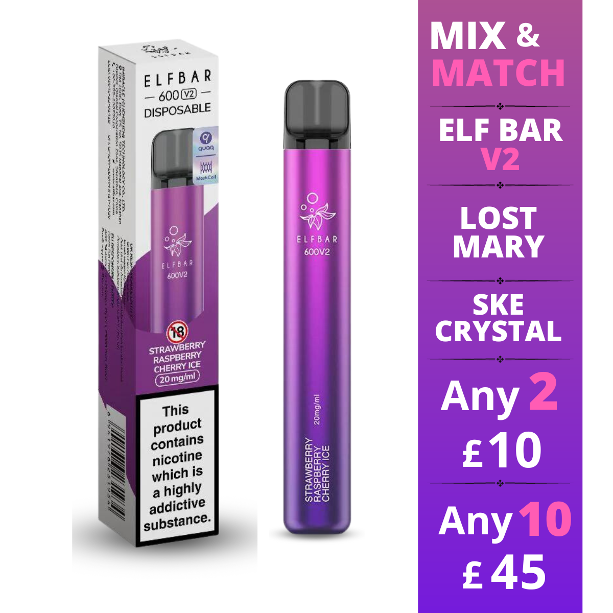 Strawberry Raspberry Cherry -  Elf Bar 600 V2