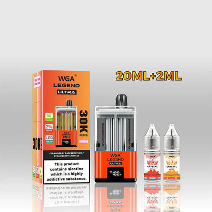 WGA Crystal Legend Ultra 30000 Puffs Disposable Vape-650mAh Battery, 22ml E-liquid, Multiple Nicotine 16 Flavors